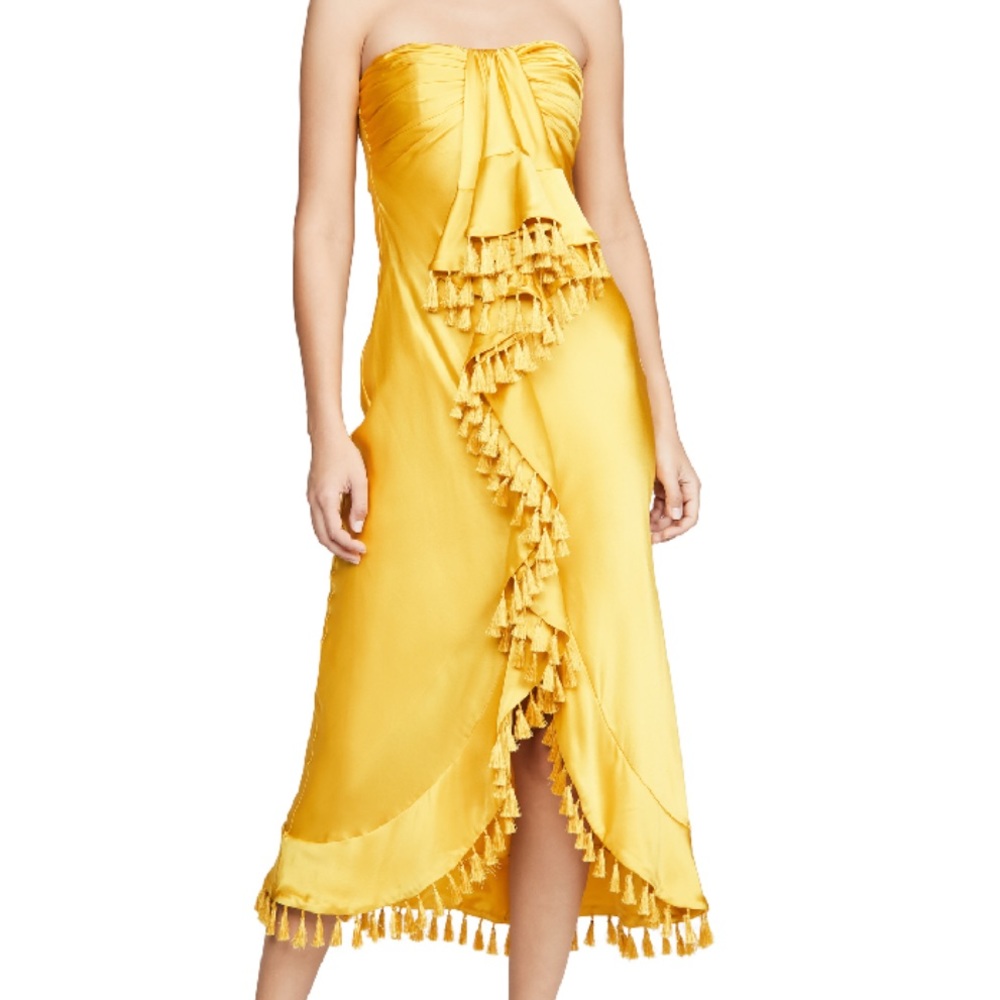 Cinq a Sept Elise yellow tassel dress